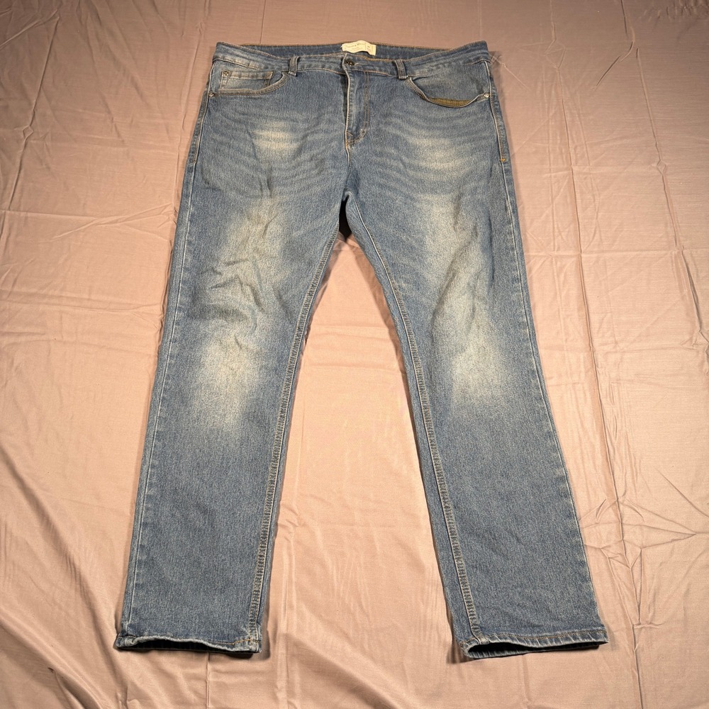 Smith & Mills Denim Mens 38x30 Medium Wash Stretch Straight Leg Jeans Blue